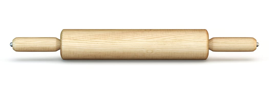 Wooden rolling pin 3D rendering illustration isolated on white background