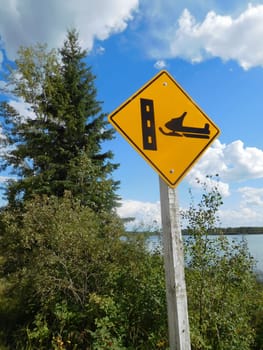 Snowmobile Crossing Sign During the Summer.