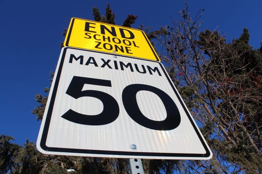 Speed Limit Sign at End of School Zone