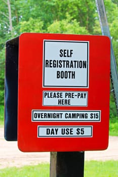 Booth to collect fees for camping and day use at a campground.