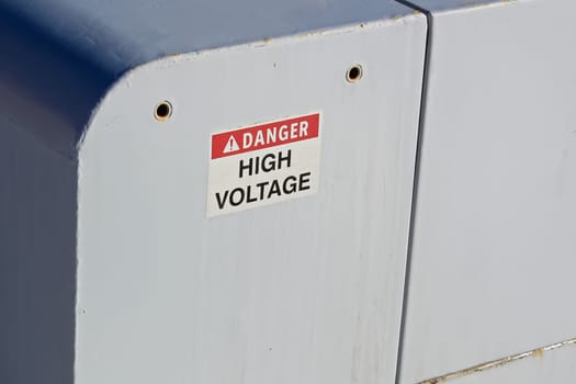 Danger High Voltage Sign on an Electrical Box.
