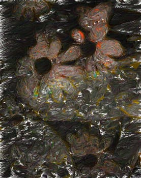 Abstract painting. Dark flowers.