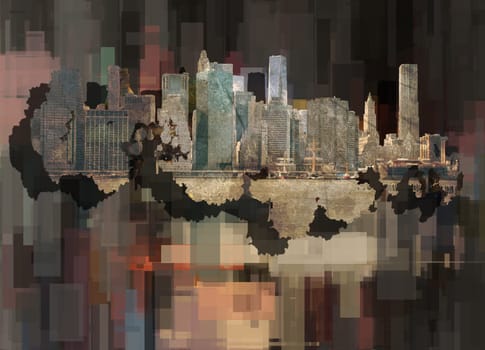 New York on abstract background.