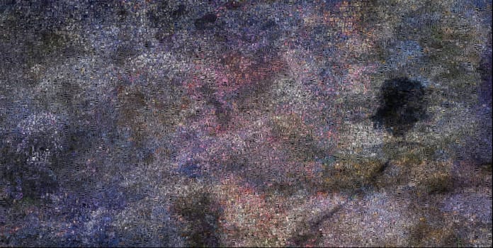 Abstraction. Purple colors, Image composed entirely of words