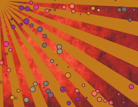 Pop art background, rays and circles