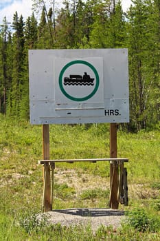 Signs indicating that the ferry is operational.