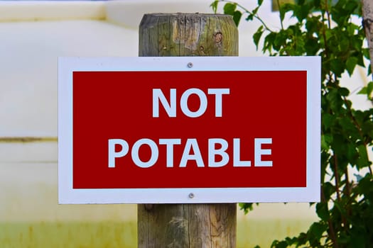 Closeup of a not potable sign.