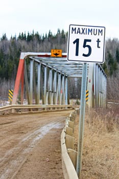 Maximum weight restriction on a country bridge.