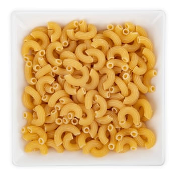 Raw Noodles in a bowl isolated on white background