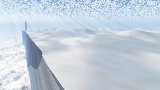 Man stands on a edge of desert cliff