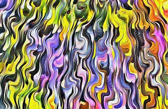 Abstract painting. Fluid colorful lines. 3D rendering