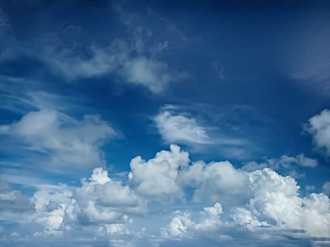 Beautiful cumulus clouds in the blue sky