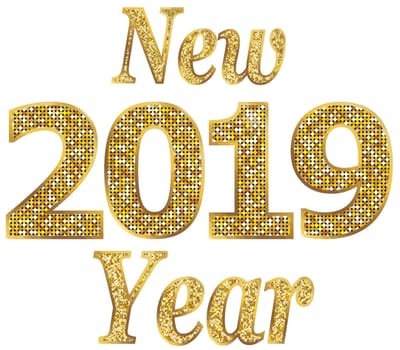 new year 2019 holiday seasonal celebration golden shiny illustration