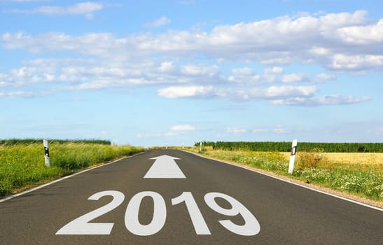 2019 - street with arrow and year - the future