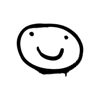 Graffiti grunge emoji with black ond white color