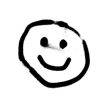 Graffiti grunge emoji with black ond white color