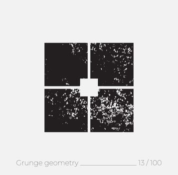 Geometric simple shape in grunge retro style. Universal design element for T-shirt, Posters, Magazine, sale leaflet, billboard, branding