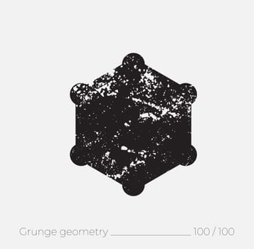 Geometric simple shape in grunge retro style. Universal design element for T-shirt, Posters, Magazine, sale leaflet, billboard, branding