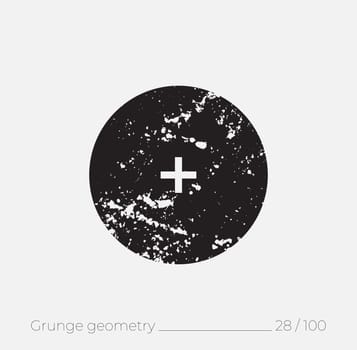 Geometric simple shape in grunge retro style. Universal design element for T-shirt, Posters, Magazine, sale leaflet, billboard, branding