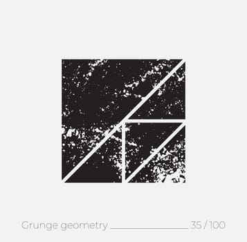 Geometric simple shape in grunge retro style. Universal design element for T-shirt, Posters, Magazine, sale leaflet, billboard, branding