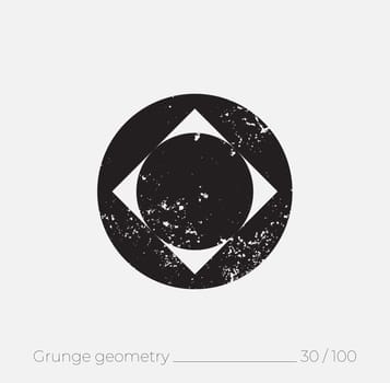 Geometric simple shape in grunge retro style. Universal design element for T-shirt, Posters, Magazine, sale leaflet, billboard, branding
