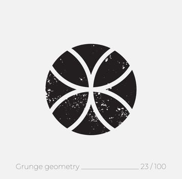 Geometric simple shape in grunge retro style. Universal design element for T-shirt, Posters, Magazine, sale leaflet, billboard, branding