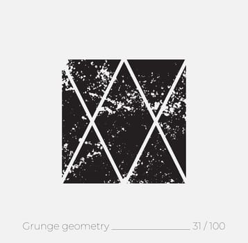 Geometric simple shape in grunge retro style. Universal design element for T-shirt, Posters, Magazine, sale leaflet, billboard, branding
