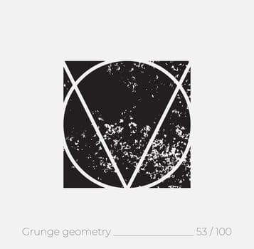 Geometric simple shape in grunge retro style. Universal design element for T-shirt, Posters, Magazine, sale leaflet, billboard, branding