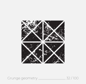 Geometric simple shape in grunge retro style. Universal design element for T-shirt, Posters, Magazine, sale leaflet, billboard, branding