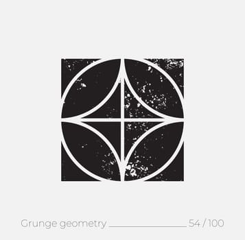 Geometric simple shape in grunge retro style. Universal design element for T-shirt, Posters, Magazine, sale leaflet, billboard, branding