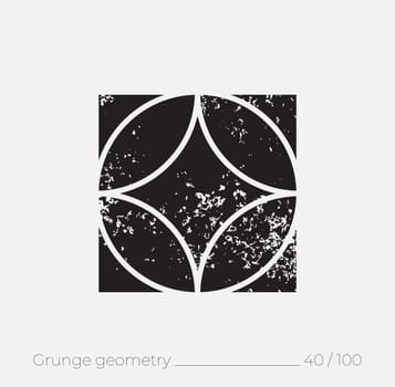 Geometric simple shape in grunge retro style. Universal design element for T-shirt, Posters, Magazine, sale leaflet, billboard, branding