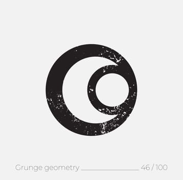 Geometric simple shape in grunge retro style. Universal design element for T-shirt, Posters, Magazine, sale leaflet, billboard, branding