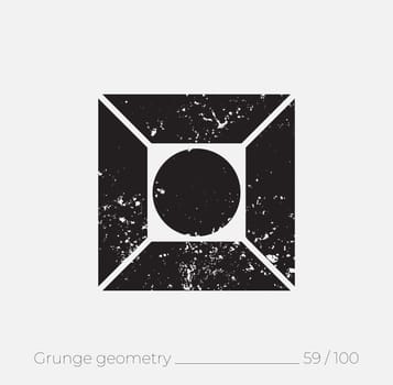 Geometric simple shape in grunge retro style. Universal design element for T-shirt, Posters, Magazine, sale leaflet, billboard, branding