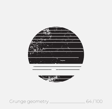 Geometric simple shape in grunge retro style. Universal design element for T-shirt, Posters, Magazine, sale leaflet, billboard, branding