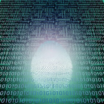 Machine Fingerprint. Binary code, circuit board pattern