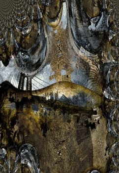 Grunge Dark Textured Manhattan Bridge Abstract