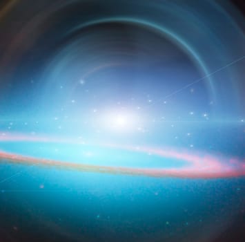 Supernova and galaxy ring. Endless space