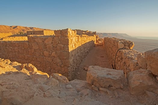 Outer Walls and Buildings of the Ancient Desert Fortress of Masda in Israel