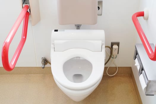 Toilet and handrail for elderly people at the toilet room, safty concept