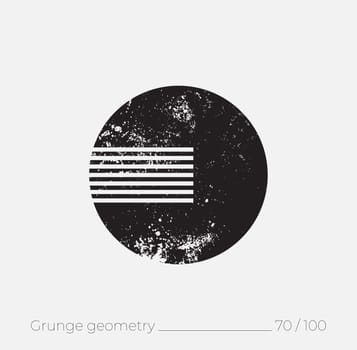 Geometric simple shape in grunge retro style. Universal design element for T-shirt, Posters, Magazine, sale leaflet, billboard, branding