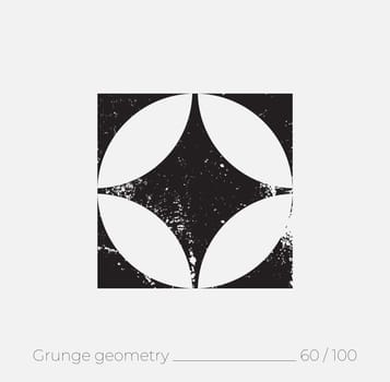 Geometric simple shape in grunge retro style. Universal design element for T-shirt, Posters, Magazine, sale leaflet, billboard, branding
