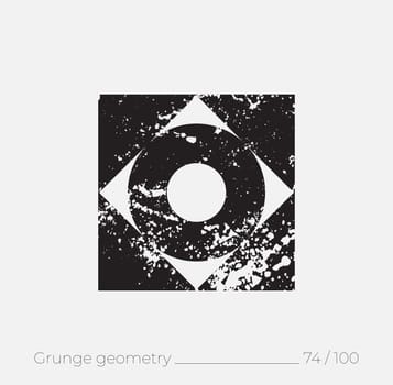 Geometric simple shape in grunge retro style. Universal design element for T-shirt, Posters, Magazine, sale leaflet, billboard, branding