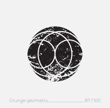 Geometric simple shape in grunge retro style. Universal design element for T-shirt, Posters, Magazine, sale leaflet, billboard, branding