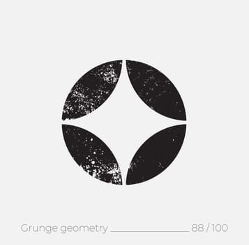 Geometric simple shape in grunge retro style. Universal design element for T-shirt, Posters, Magazine, sale leaflet, billboard, branding