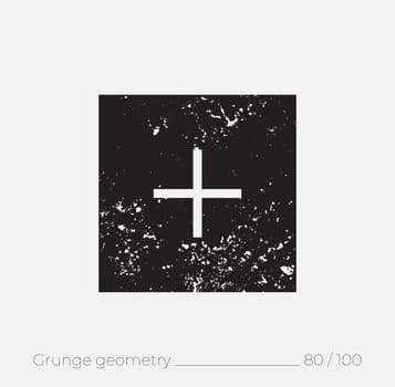 Geometric simple shape in grunge retro style. Universal design element for T-shirt, Posters, Magazine, sale leaflet, billboard, branding