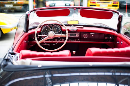 Interior of the classic retro vehicle  antique vintage collection car