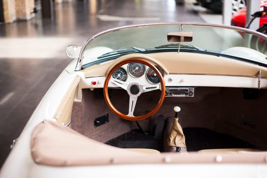 Interior of the classic retro vehicle  antique vintage collection car