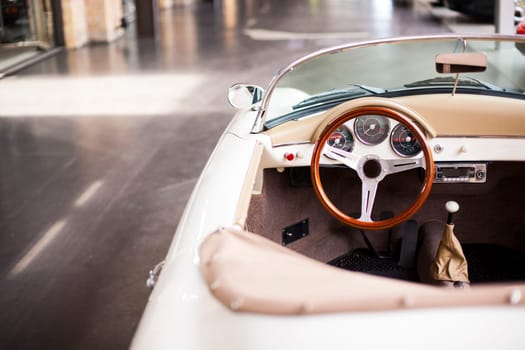Interior of the classic retro vehicle  antique vintage collection car