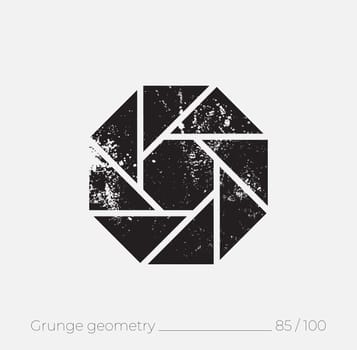 Geometric simple shape in grunge retro style. Universal design element for T-shirt, Posters, Magazine, sale leaflet, billboard, branding