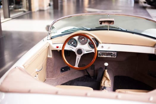 Interior of the classic retro vehicle  antique vintage collection car